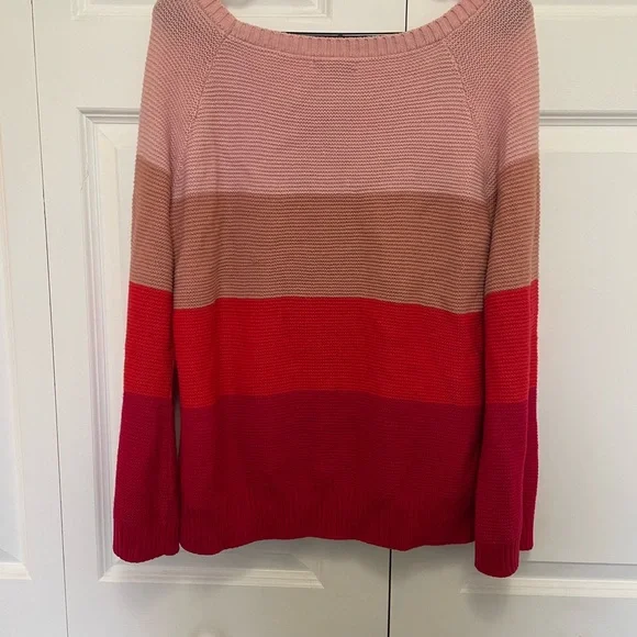 New York & Company Pink and Red Striped Sweater- Large - Picture 3 of 13